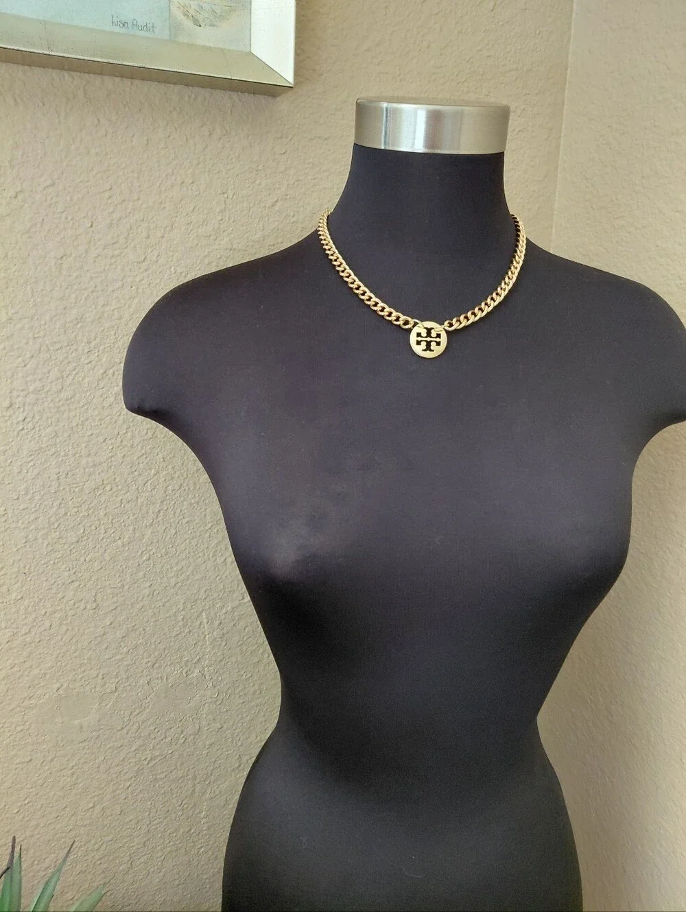 Tory Burch Gold Charm Logo Necklace